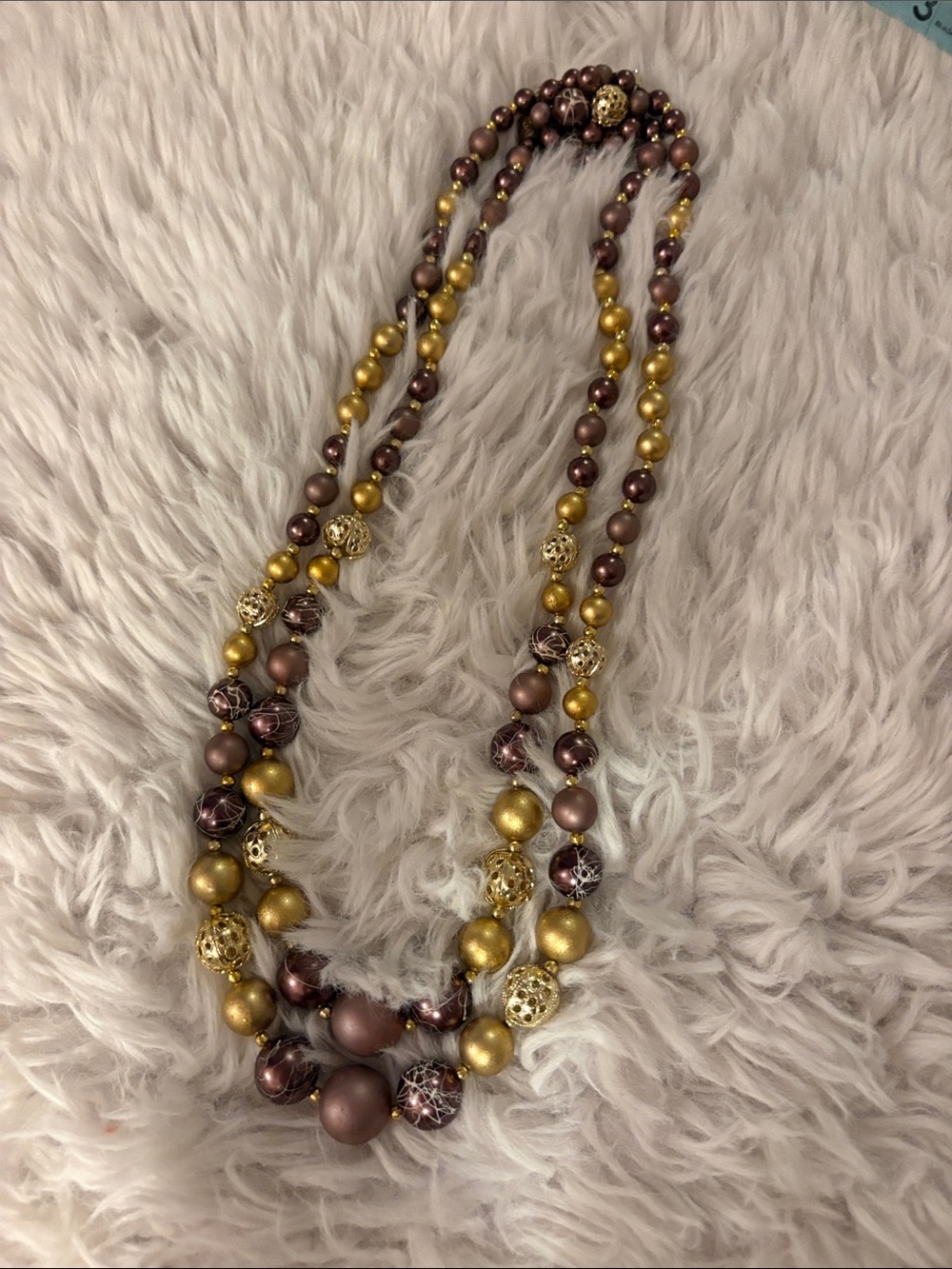 Elegant Gold and Bronze Beaded Women's Necklace